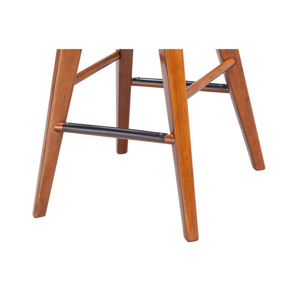 Walnut Flare-Leg 24" Swivel Counter Stool with Metal Accents