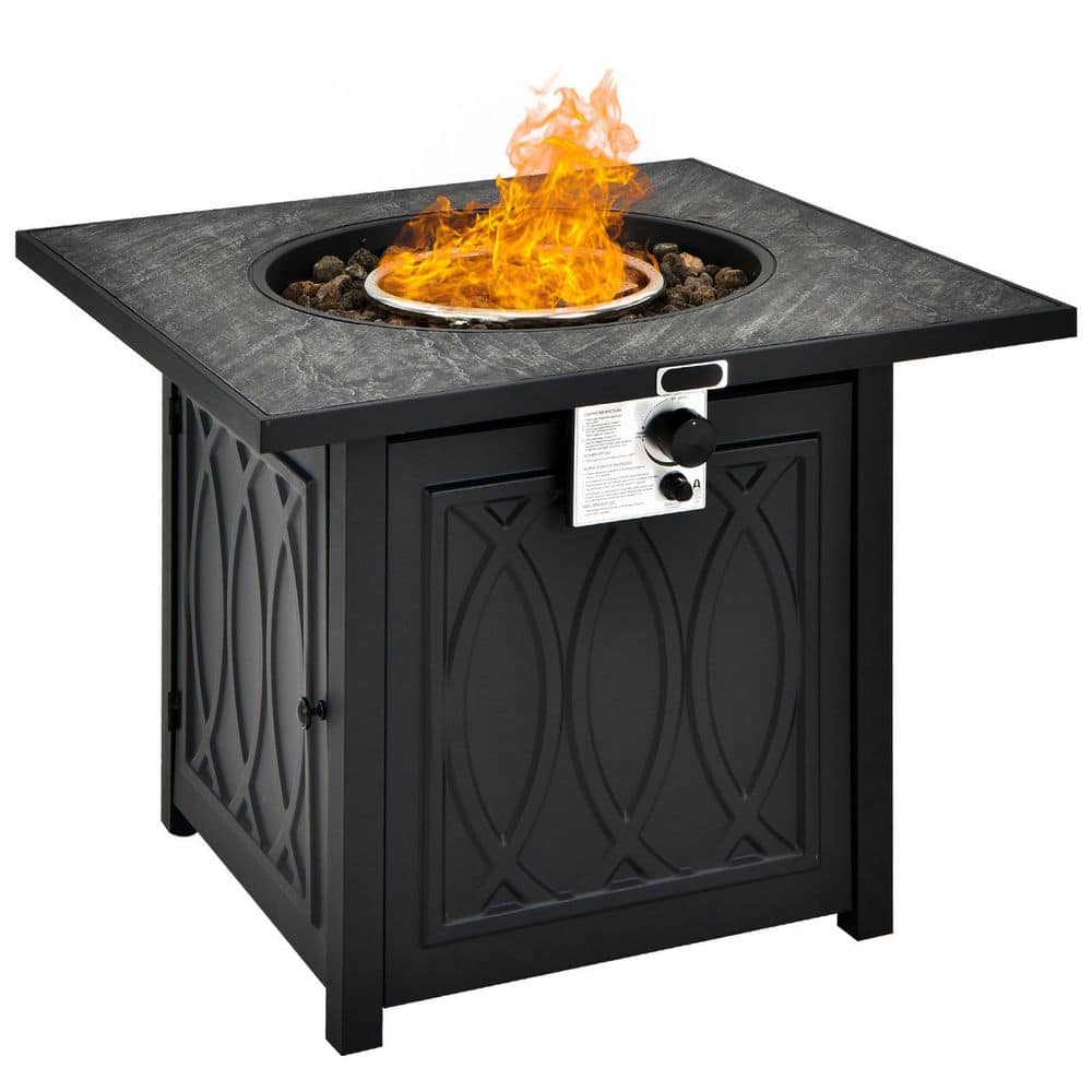 Costway 50,000 BTU Propane 32 in. Stone Metal Fire Pit Table Square