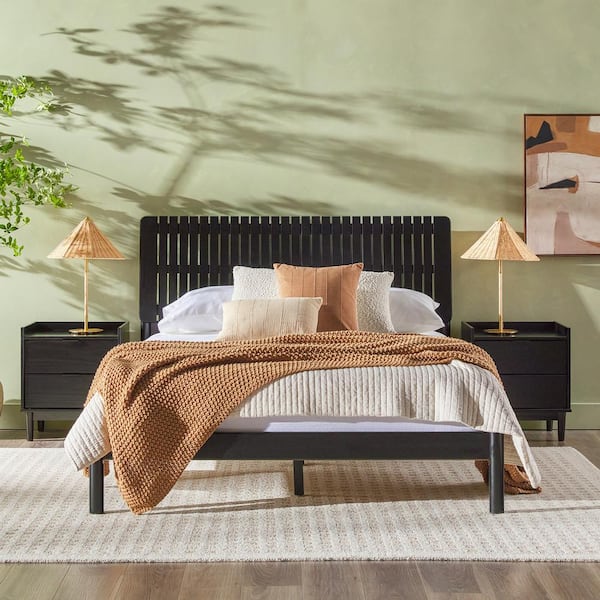 Black slat headboard discount