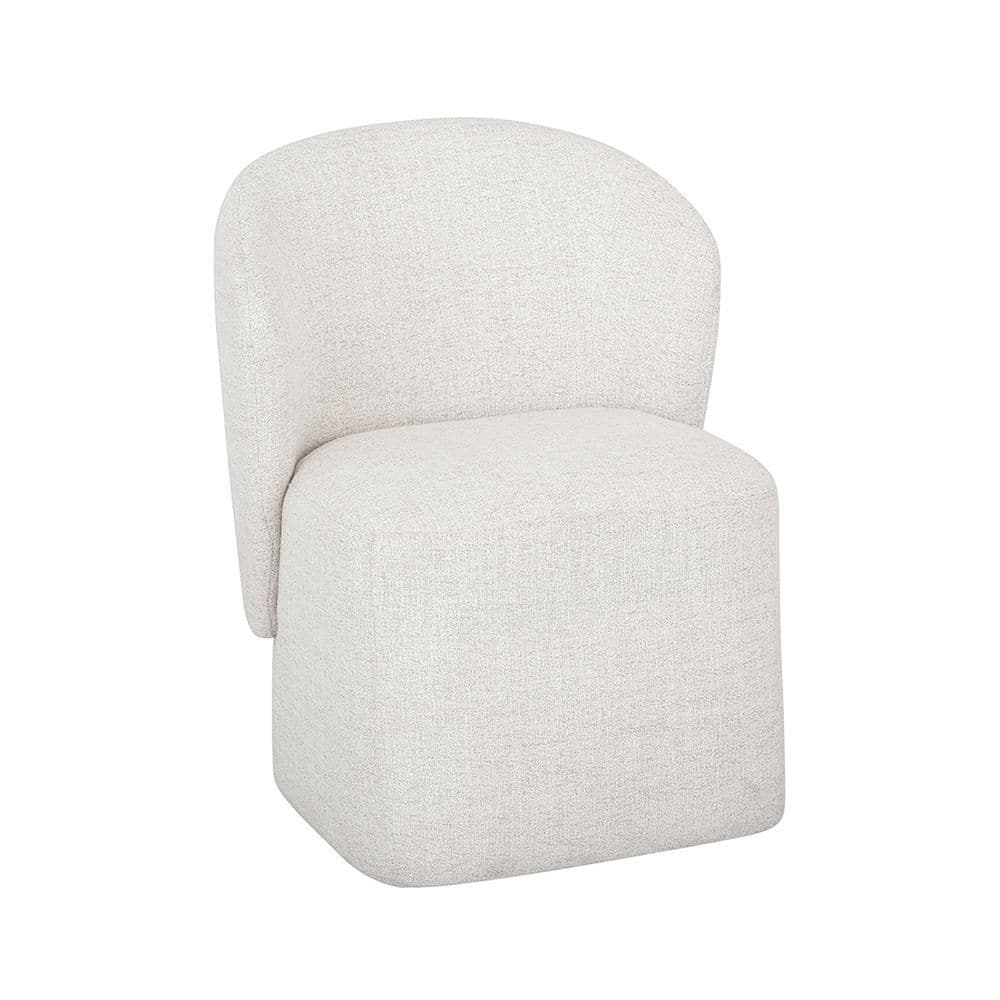 Camden Beige Boucle Fabric Upholstered Dining Chair with Barrel Back Design