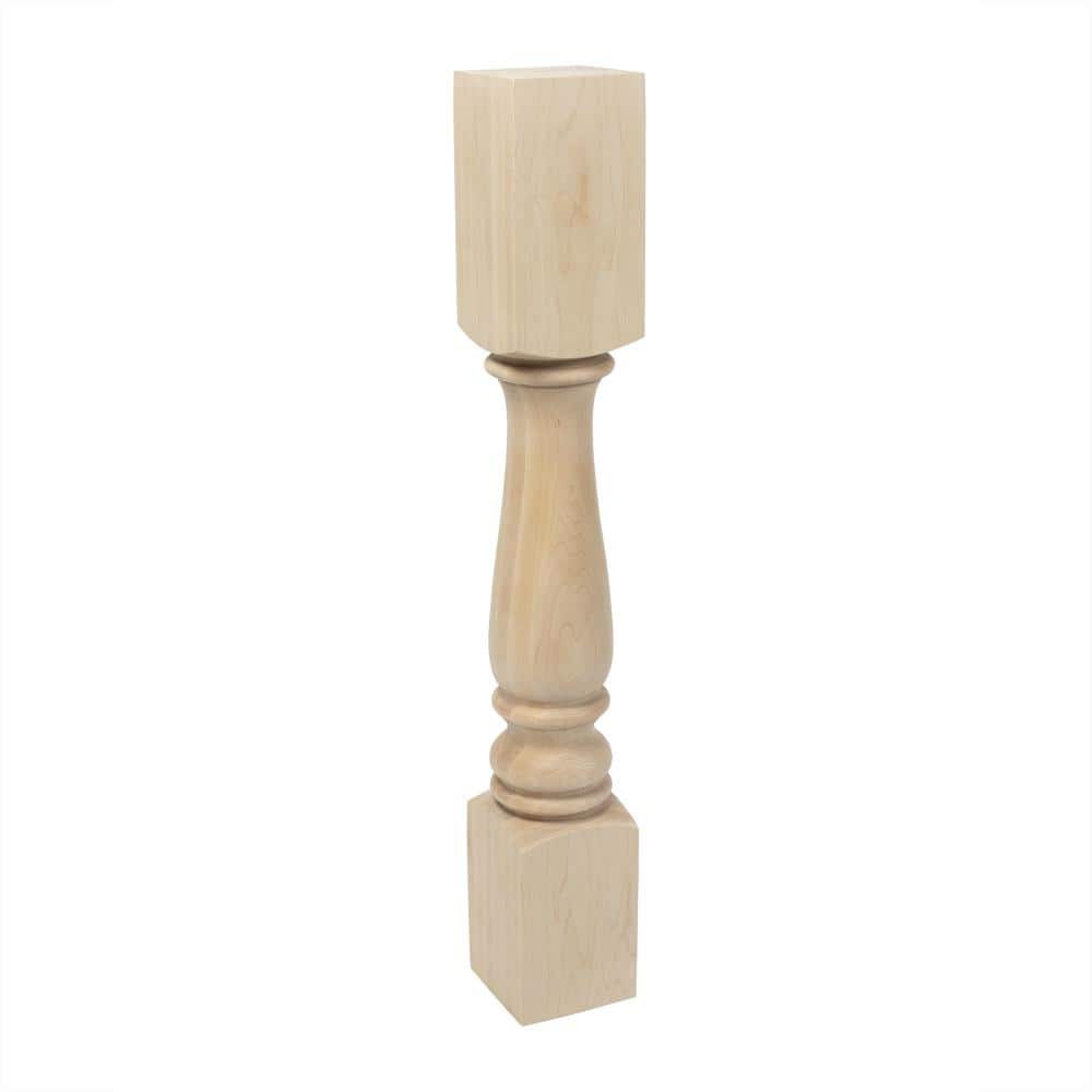 Unfinished Solid Maple Full Round Kitchen Island Leg