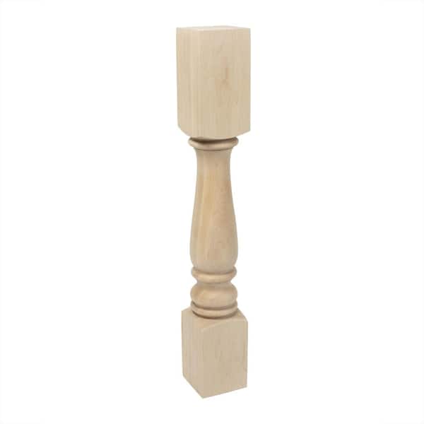 American Pro Decor 35-1/4 in. x 5 in. Unfinished North American Solid Hard Maple Plain Full Round Kitchen Island Leg
