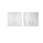 Fortress 30 in. W x 30.3 in. H x 12.5 in. D 2-Shelf Wall Mount Metal Garage Cabinet in White (Set of 2)