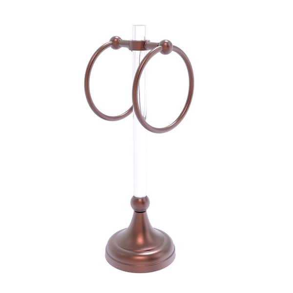 Allied Brass Pacific Grove Collection Freestanding 2-Ring Vanity Top Guest Towel Ring in Antique Copper