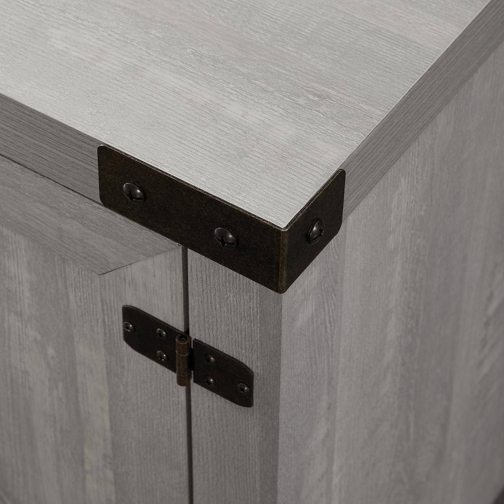 Modern Farmhouse 70" Black Stone TV Stand with Barn Doors