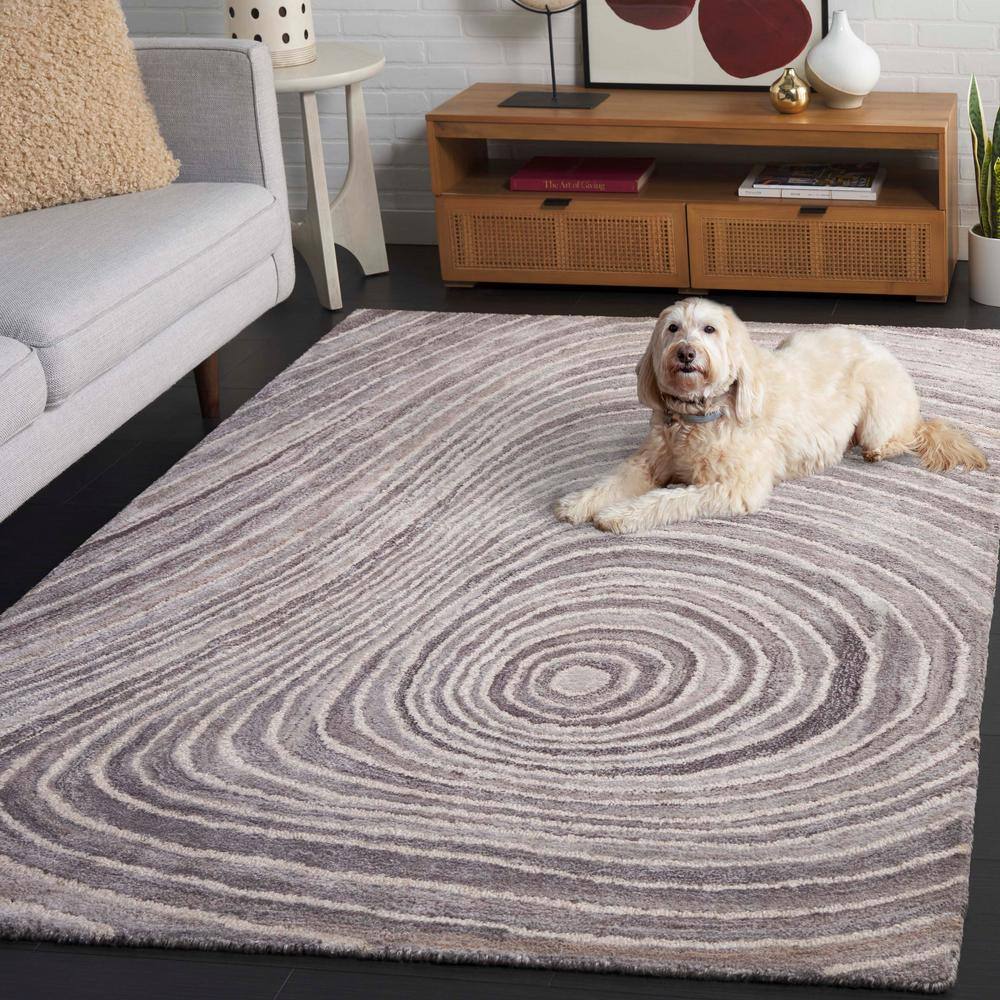 Gray and Ivory Hand-Tufted Abstract Rectangular Area Rug