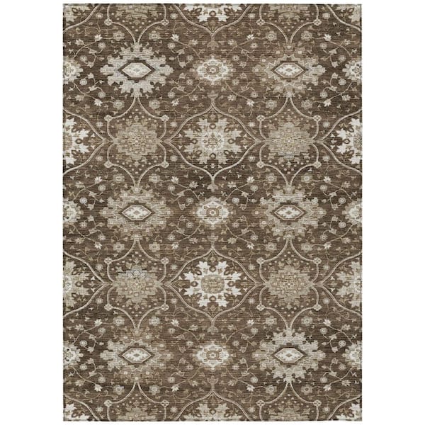 Chantille Machine Washable Indoor/Outdoor Abstract ACN3100 Chocolate 10 ft. x 14 ft. Area Rug