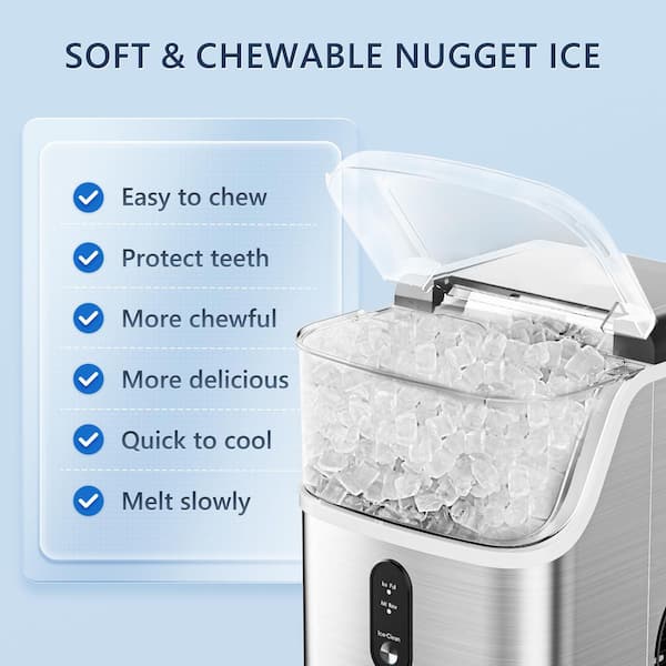 SIMZLIFE 9.1 in. 35 lb. /24H Nugget Ice Countertop Portable Ice