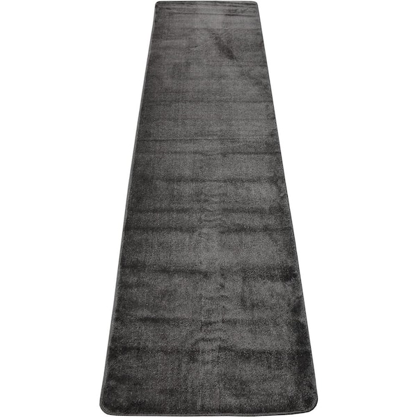 Euro Solid Collection Grey 26 in. W x 144 in. L Stair Runner 26 sq. ft.