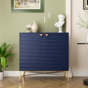 32.8 in. H 2 Door Blue Locker Accent Storage Cabinet with X-Shaped Hardware Stand