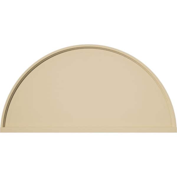 Ekena Millwork 34 in. W x 17 in. H x 2 in. P Half Round Smooth Signature Urethane Pediment, Primed Tan