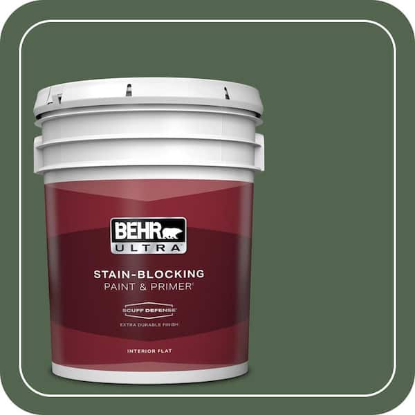 BEHR ULTRA 5 gal. #S410-7 Equestrian Green Extra Durable Flat Interior Paint & Primer
