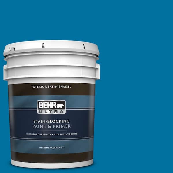 BEHR ULTRA 5 gal. #550B-7 Blue Ocean Satin Enamel Exterior Paint & Primer