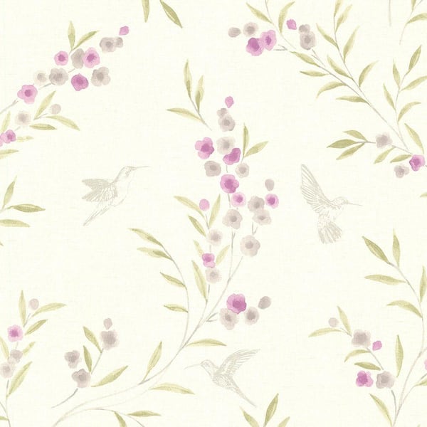 Brewster Lineanna Purple Floral Purple Wallpaper Sample