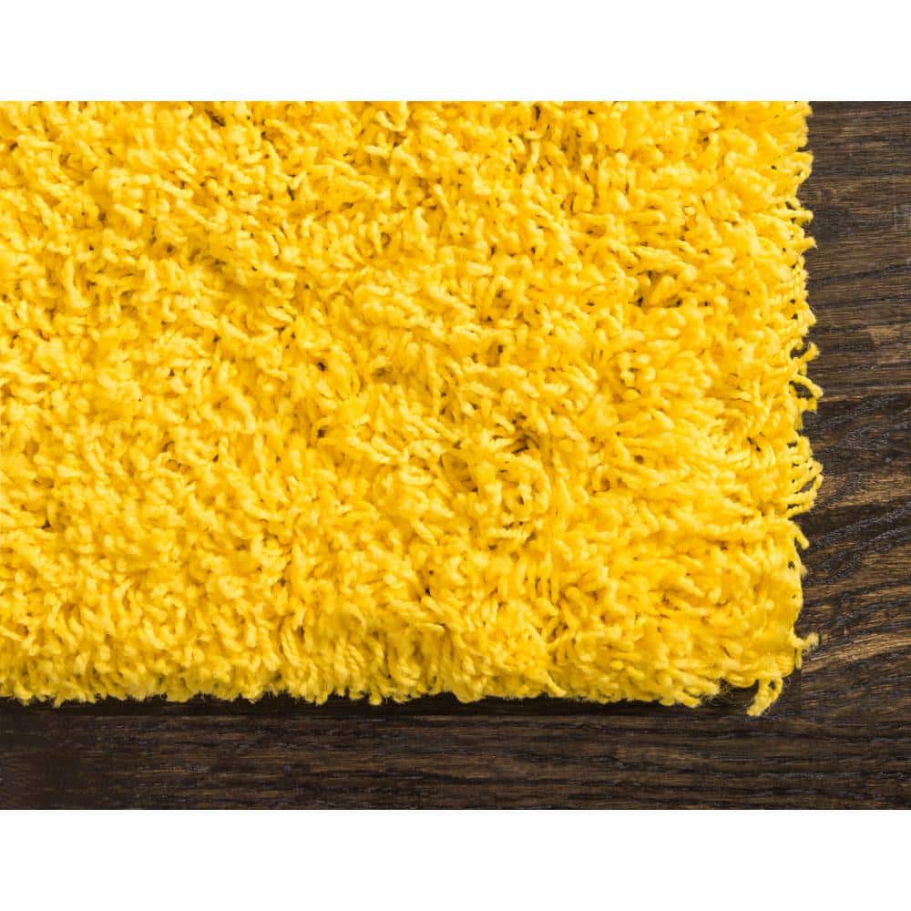 Tuscan Sun Yellow Luxurious Shag Runner Rug 2' x 6' 5"