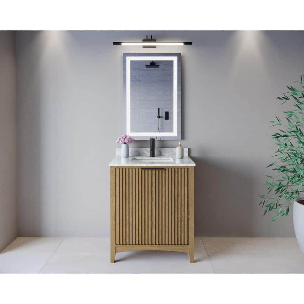 Palmilla 30 in. Single Freestanding Natural Oak Bath Vanity with White Carrara Marble Top Assembled price history on PriceWatchPro