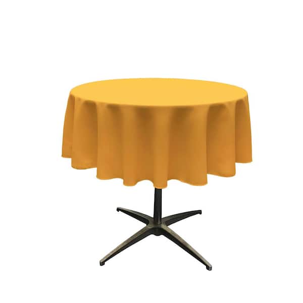 LA Linen 51 in. Round Gold Polyester Poplin Tablecloth