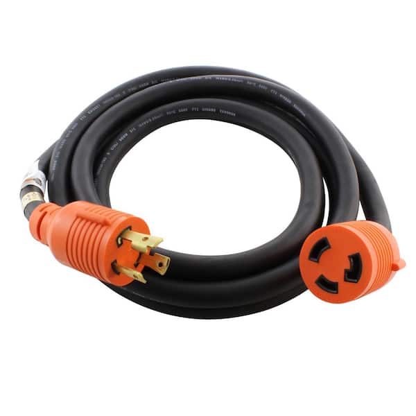 AC WORKS 25 ft. Soow 10/3 3-Prong Nema L5-30 125-Volt 30 Amp Generator Rubber Extension Cord