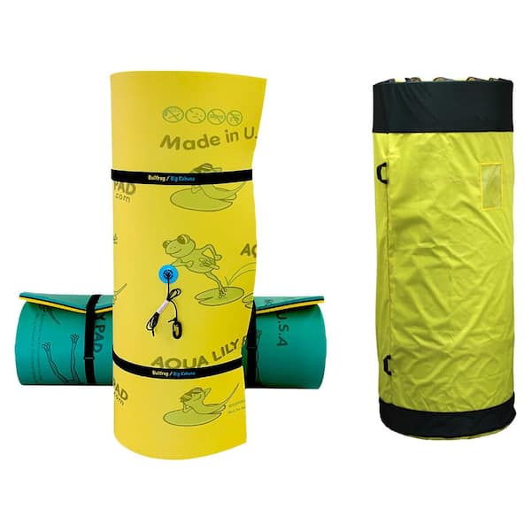 Aqua Lily Pad Yellow Rectangular Foam Playground Floating Island with Storage Bag