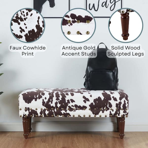 Convenience Concepts Designs4Comfort Brown Cow Print Bench