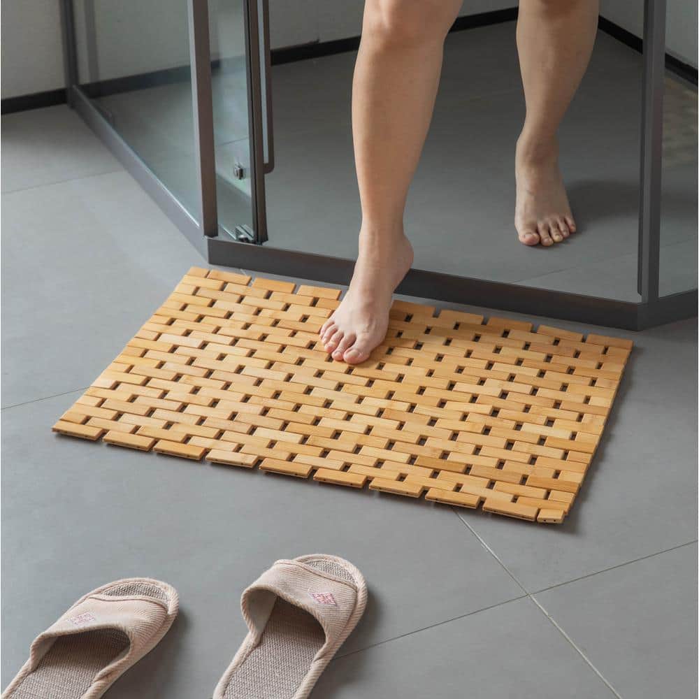 Small Natural Bamboo Foldable Non-Slip Bathroom Mat
