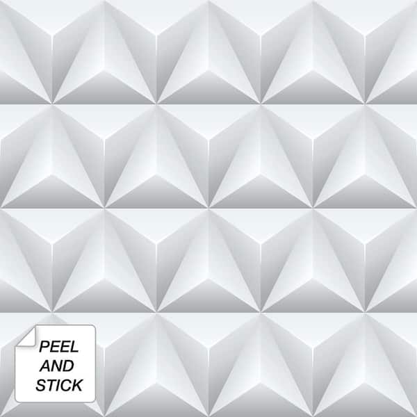 NextWall Triangle Origami Grey Vinyl Peelable Roll (Covers 30.75 sq. ft.)