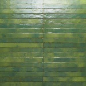 Chroma Rectangle 2 in. x 18 in. Green Porcelain Tile (7.42 sq. ft./Case)