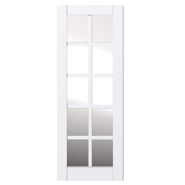 28 in. x 80 in. 10-Lite, White Primed, No Bore, Mirrored Glass, Composite MDF Interior Door Slab