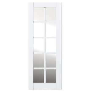 30 in. x 80 in. 10 Lite, White Primed, No Bore, Mirrored Glass, finished MDF Wood Interior Door Slab