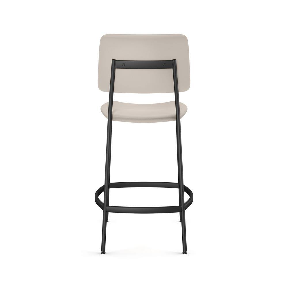 Sullivan 24" Cream Faux Leather & Black Metal Counter Stool