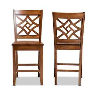 Nicolette 24.2 in. Walnut Brown Counter Stool (Set of 2)