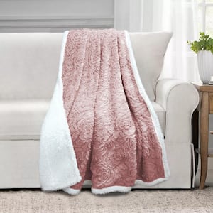 Genoa Faux Fur Sherpa Rose Pink Throw Blanket 50 x 60 inches
