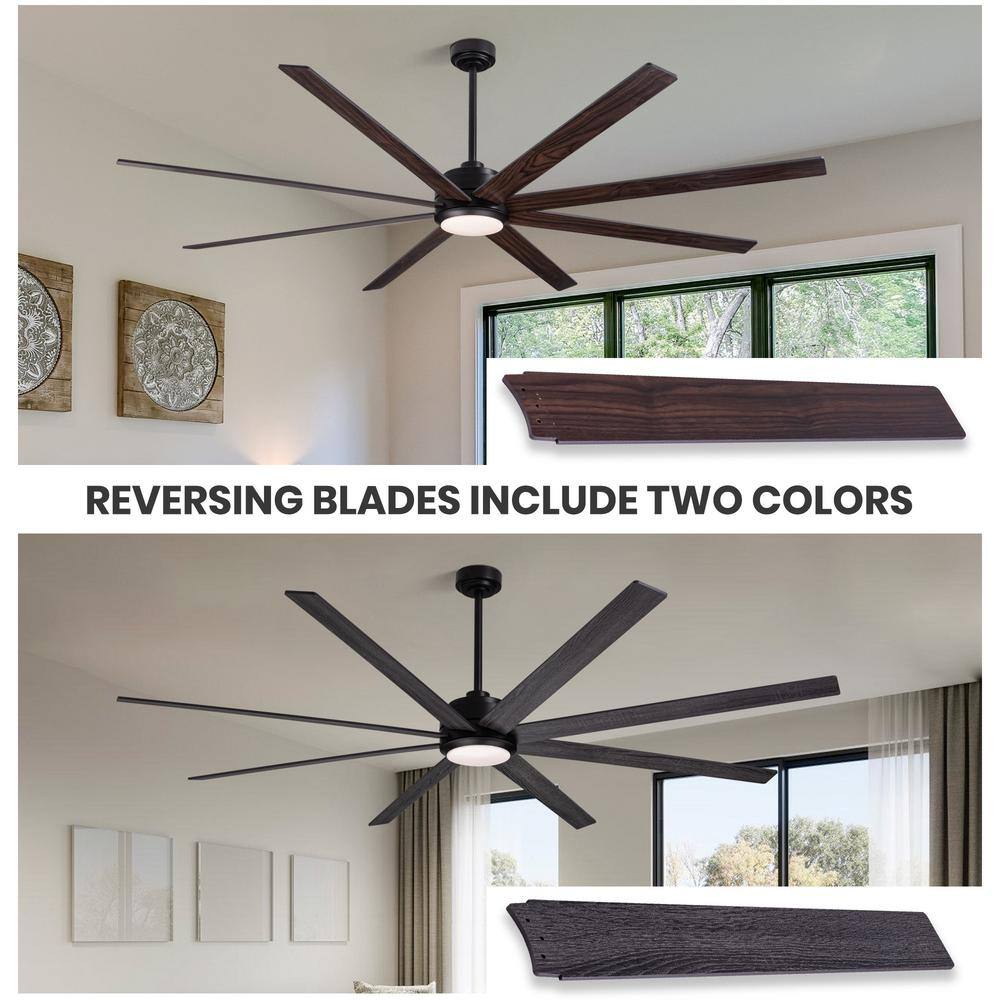84'' Black Polycarbonate Industrial Ceiling Fan with LED Light and Remote