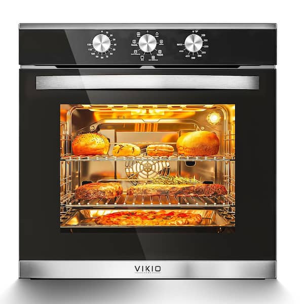 24 in. 2.83 cu. ft. single Electric Wall Oven with Convection and Manual Clean in Stainless Steel, Tempered Glass Door