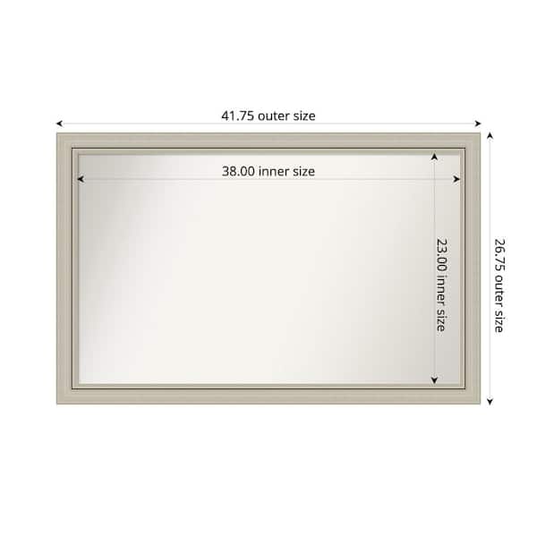 Amanti Art Romano Silver Narrow 41.75 in. x 26.75 in. Custom Non-Beveled Wood Framed Bathroom Vanity Wall Mirror