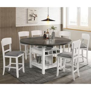Summerland 40 in. White and Light Gray Counter Height Chairs (Set of 2)