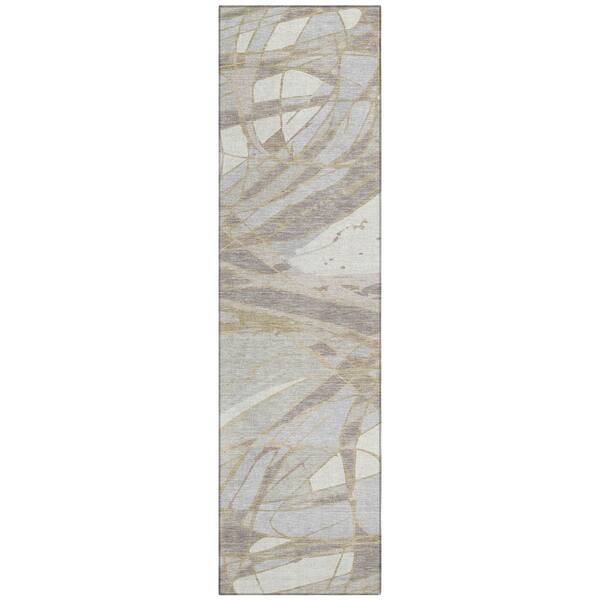 Chantille Machine Washable Indoor/Outdoor Abstract ACN2862 Ivory 2 ft. x 7 ft. Runner Rug