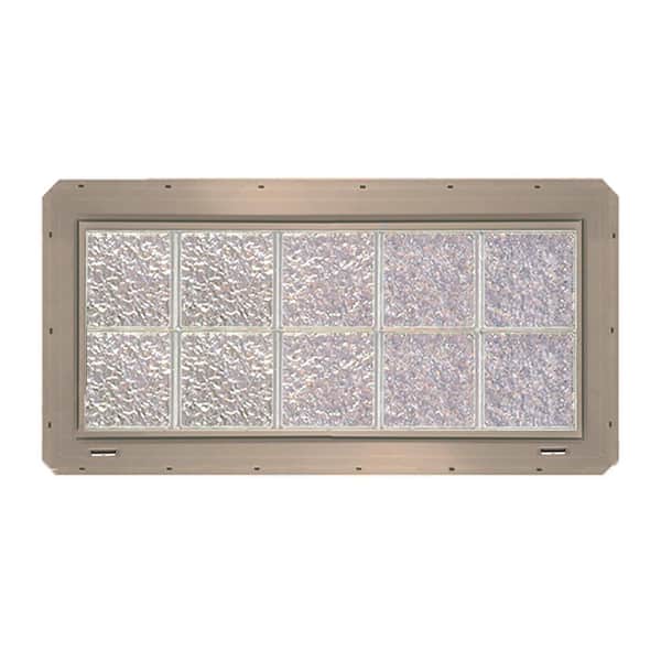 CrystaLok 39.25 in. x 16.75 in. x 3.25 in. Ice Pattern Vinyl Framed Glass Block Window with Clay Colored Vinyl Nailing Fin