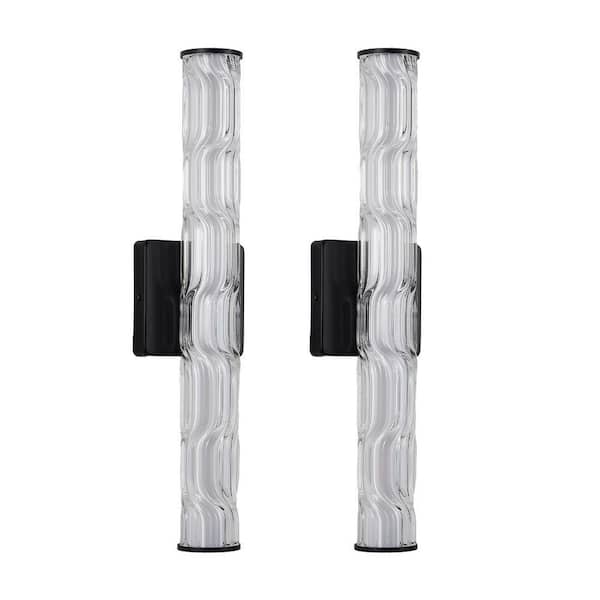 Jushua (2-Pack) 20 in. 1-Light Matte Black Bathroom Bedroom Vanity