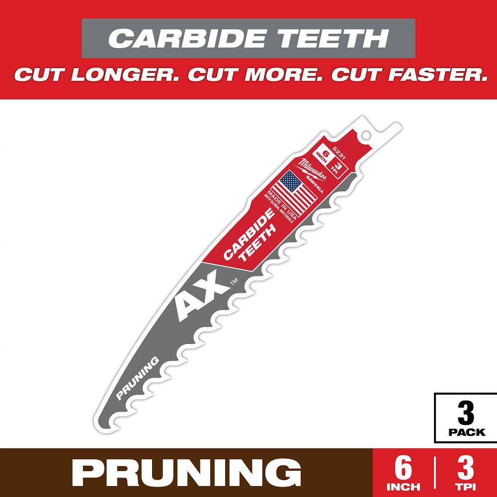 6 in. 3 TPI Pruning Carbide Teeth Wood Cutting SAWZALL Reciprocating Saw Blades (3-Pack) price history on PriceWatchPro