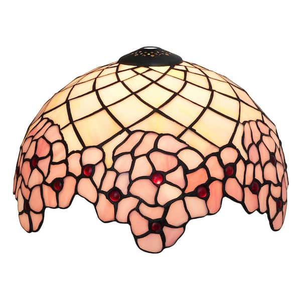 Lasaideal 12 in. Dia x 7 in. H Tiffany Style Stained Glass Dome Table Lamp Shade with No Fitter