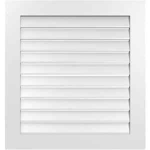 32 in. x 34 in. Rectangular White PVC Paintable Gable Louver Vent Functional