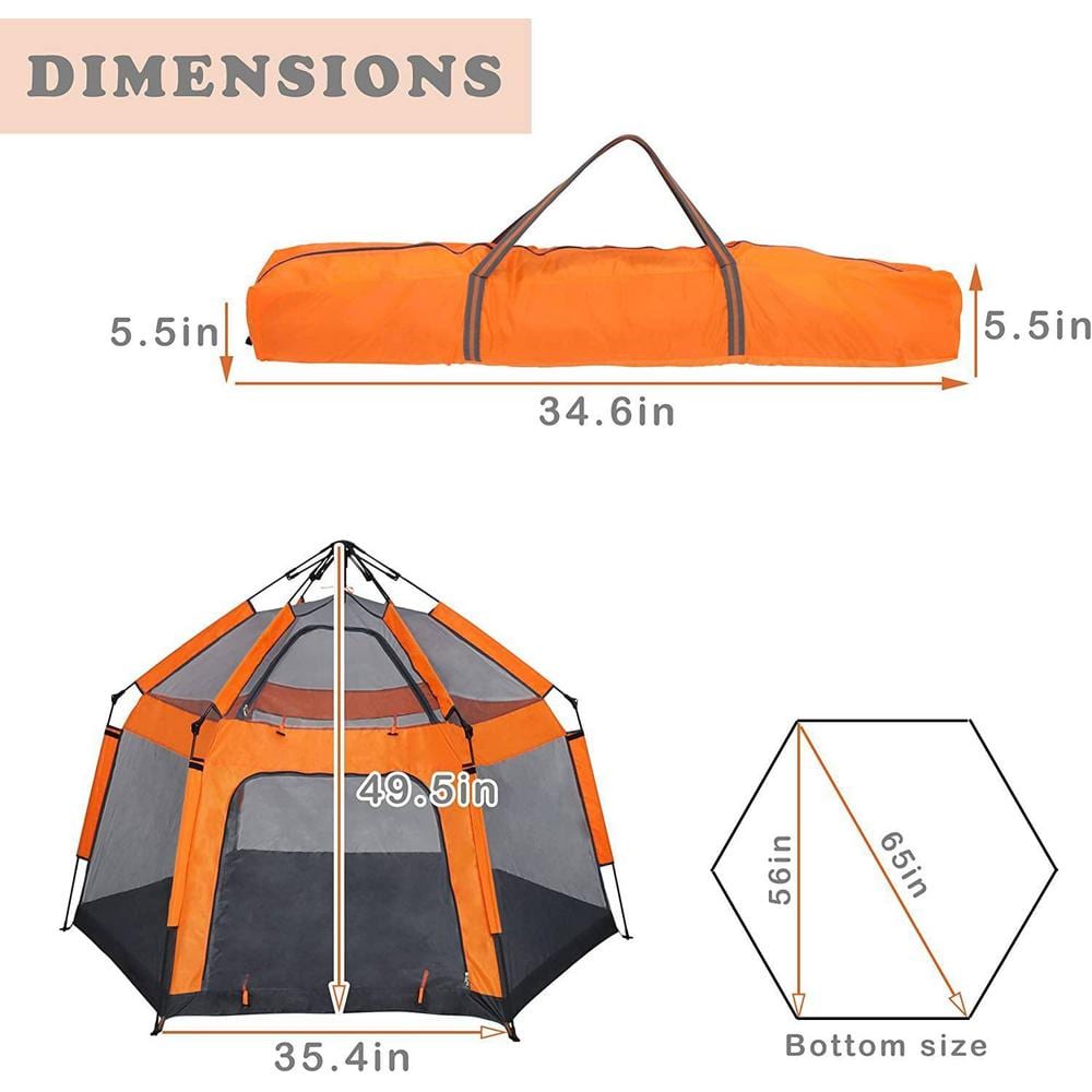 Hexagon Orange and Gray Portable Kids Play Tent