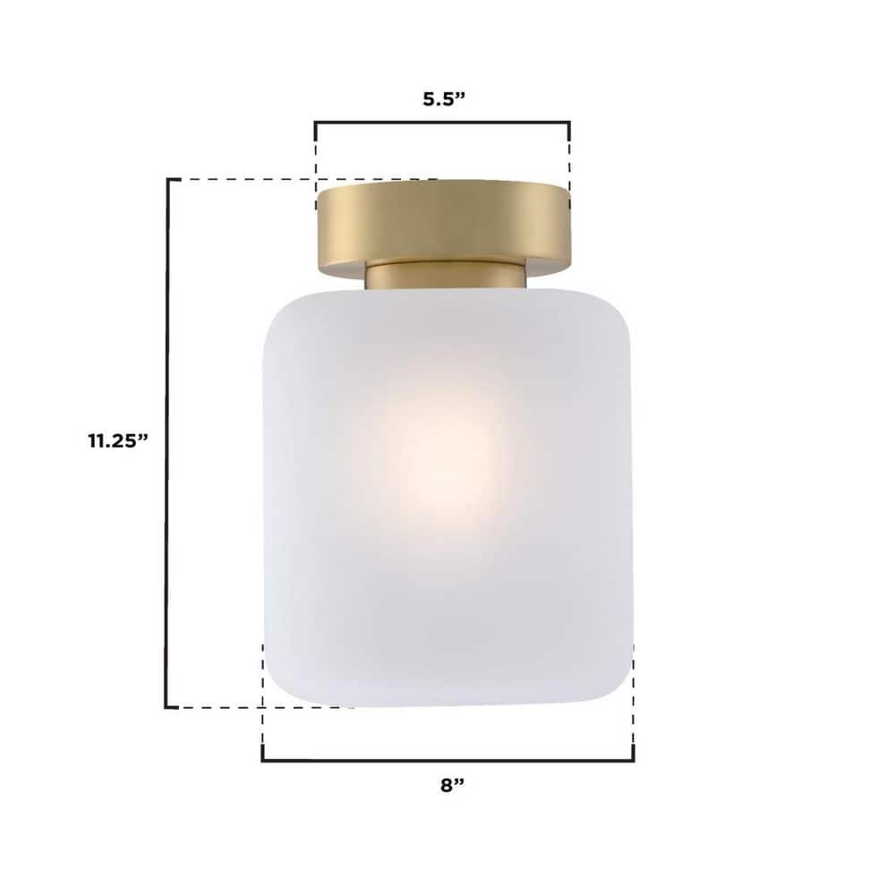 Champagne Brass 8'' Frosted Glass Semi-Flush Mount Ceiling Light