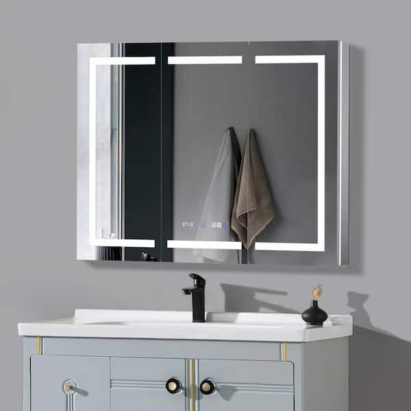 54 in. W x 36 in. H Rectangular Aluminum Medicine Cabinet with Mirror