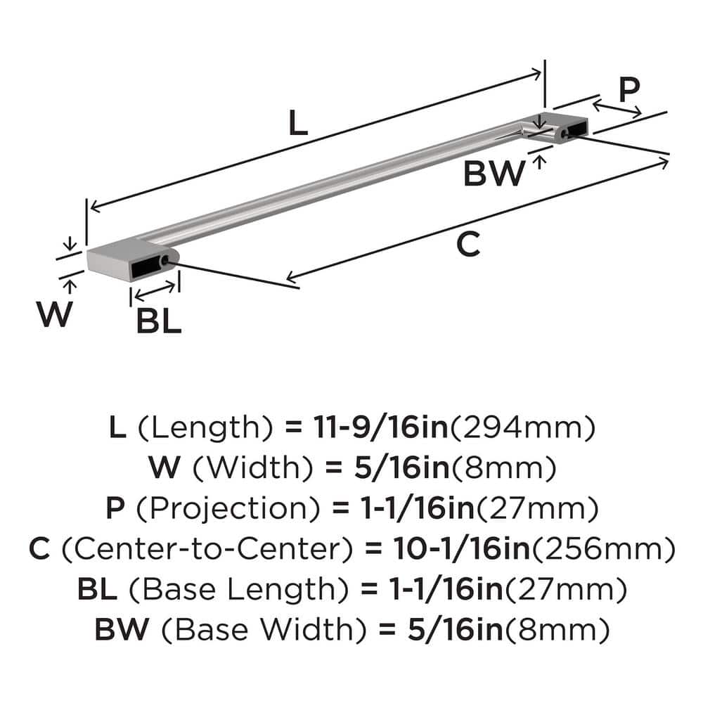 Polished Chrome Modern Cabinet Bar Pulls, 10 Pack