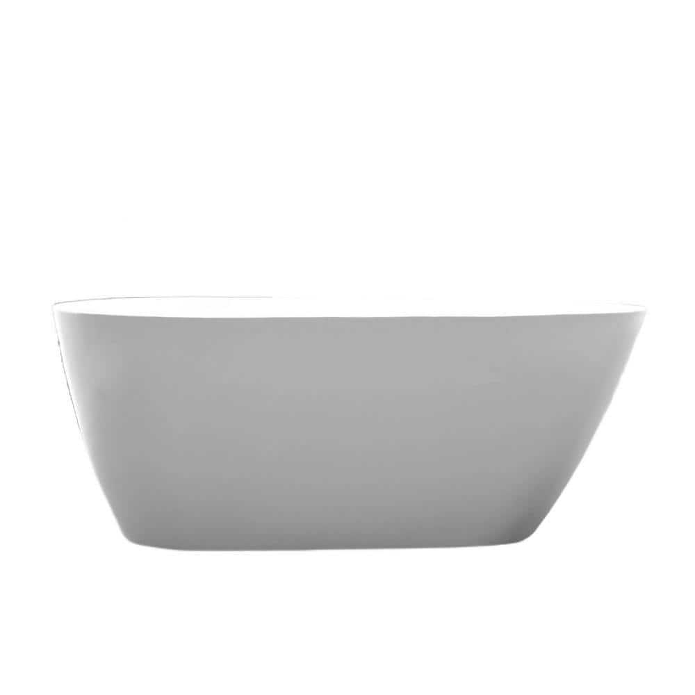 White and Titanium Gold Acrylic Freestanding Soaking Bathtub