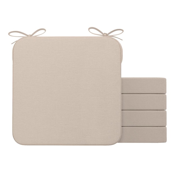 AAAAAcessories 16 in. x 16 in. Indoor Round Square Corner Removable Non-slip Chair Cushion in Beige (4-Pack)