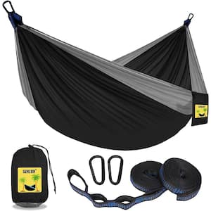 8.8 ft. Double and Single Medium Portable Hammock with Storage Bag, 2 10-ft. Talon Straps in Black and Gray