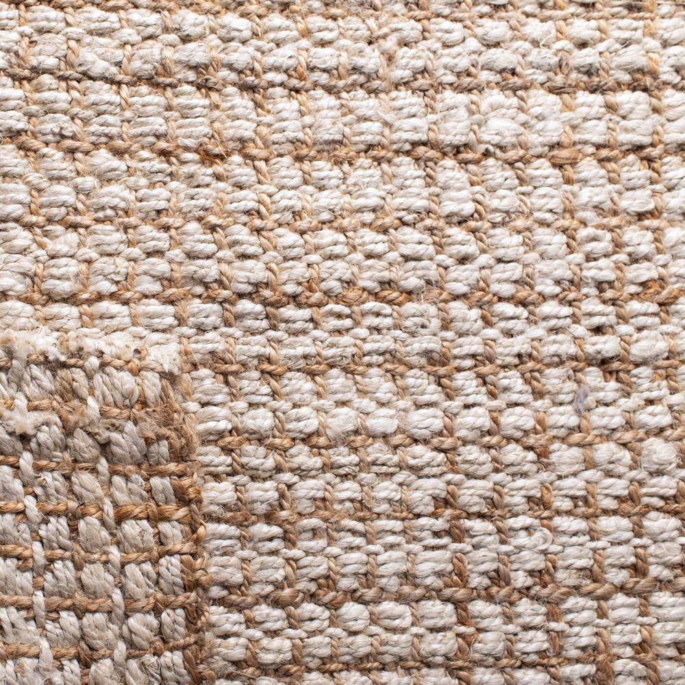 Ivory and Light Brown Hand-Knotted Jute Area Rug 5' x 8'